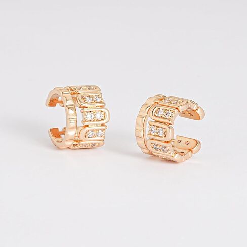 LOYATA 14K Gold Plated Cubic Zirconia Ear Cuff Huggie Hoop Ear Cuff Earrings for Women Clip On Cartilage Earring Gold Earrings for Women Jewelry Gifts in Kuwait