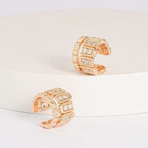 LOYATA 14K Gold Plated Cubic Zirconia Ear Cuff Huggie Hoop Ear Cuff Earrings for Women Clip On Cartilage Earring Gold Earrings for Women Jewelry Gifts in Kuwait