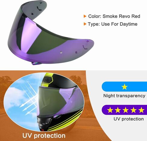 LKV RF-1200 RF 1200 استبدال Visor-CWR-1 Motocycle Helment Protect UV Face Shield متوافق مع RF-1200 CWR-1 X14 Z7 X-spirit (Chrome Purple) in Saudi Arabia