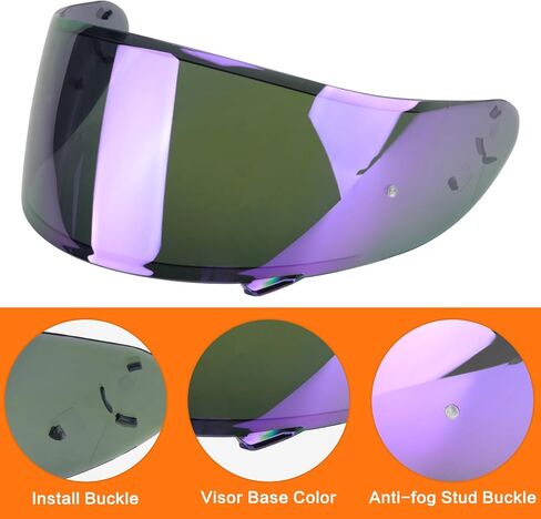 LKV RF-1200 RF 1200 استبدال Visor-CWR-1 Motocycle Helment Protect UV Face Shield متوافق مع RF-1200 CWR-1 X14 Z7 X-spirit (Chrome Purple) in Saudi Arabia