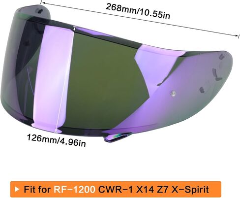 LKV RF-1200 RF 1200 استبدال Visor-CWR-1 Motocycle Helment Protect UV Face Shield متوافق مع RF-1200 CWR-1 X14 Z7 X-spirit (Chrome Purple) in Saudi Arabia