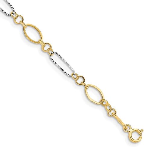 Solid 14k Gold Two-Tone Oval Shapes Bracelet (5mm) in Saudi Arabia
