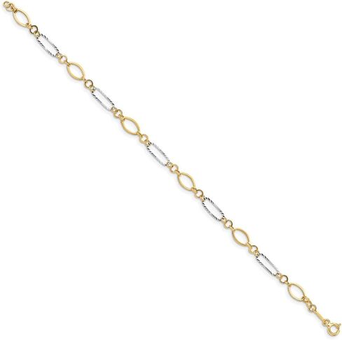 Solid 14k Gold Two-Tone Oval Shapes Bracelet (5mm) in Saudi Arabia