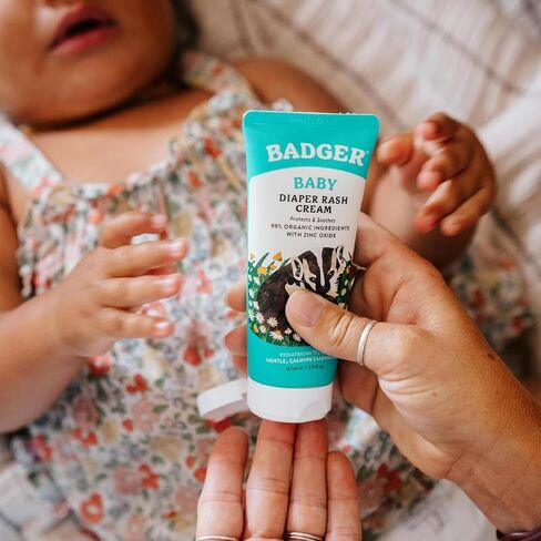 Badger Diaper Cream, Organic Diaper Rash Cream for Baby, Zinc Oxide Ointment w/ Soothing Calendula Cream, Organic Baby Diaper Care Barrier Cream, Zinc Oxide Cream for Sensitive Baby Skin, 2.9 fl oz (2 Pack) in Saudi Arabia