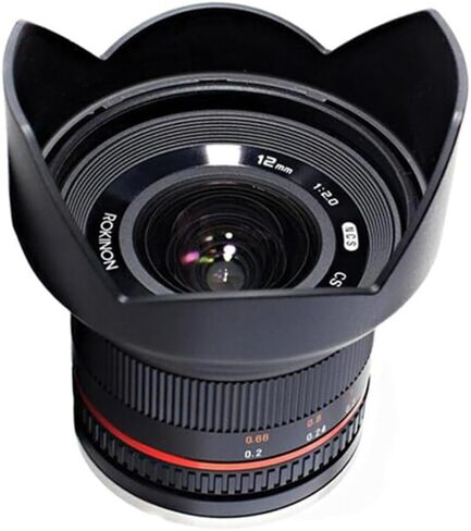 Rokinon RK12M-M 12mm F2.0 NCS CS Ultra Wide Angle Fixed Lens for Canon EF-M Mount Compact System Cameras (Black) in Saudi Arabia