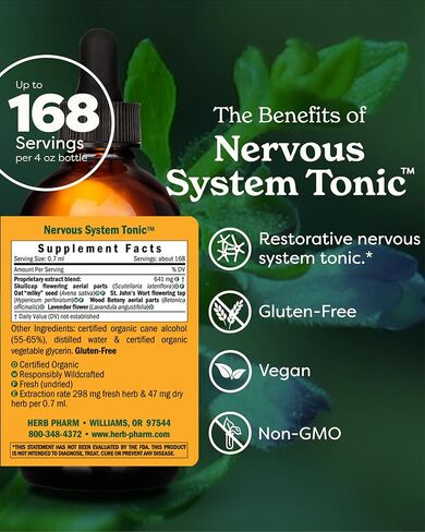 Herb Pharm Nervous System Tonic, Liquid Herbal Formula to Strengthen and Calm The Nervous System, 2 Fl Oz in Saudi Arabia