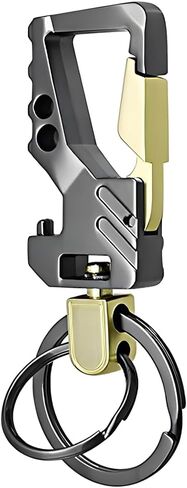 سلسلة مفاتيح سيارة Mandark ، فتحة بيرة مفاتيح Auto -Auto Duty مع Keyrings Double Carabiner ، Universal Keylinker (Silver/Black) in Saudi Arabia