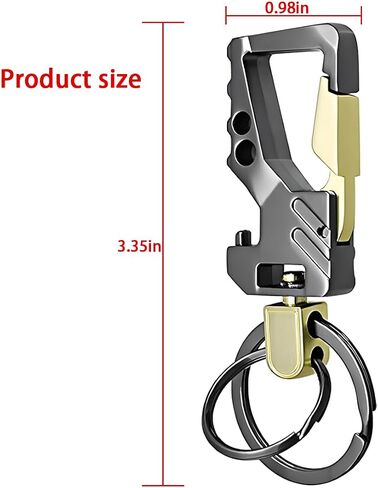 سلسلة مفاتيح سيارة Mandark ، فتحة بيرة مفاتيح Auto -Auto Duty مع Keyrings Double Carabiner ، Universal Keylinker (Silver/Black) in Saudi Arabia