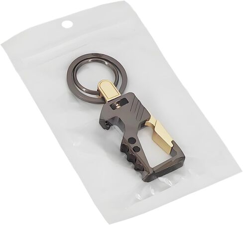 سلسلة مفاتيح سيارة Mandark ، فتحة بيرة مفاتيح Auto -Auto Duty مع Keyrings Double Carabiner ، Universal Keylinker (Silver/Black) in Saudi Arabia