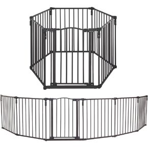 Toddleroo by North States 3 in 1 Arched Décor Metal Superyard: 151" long extra wide baby gate, barrier or play yard. Hardware or freestanding. 6 panels, 10 sq.ft. enclosure (30" tall, Matte Bronze) in Saudi Arabia