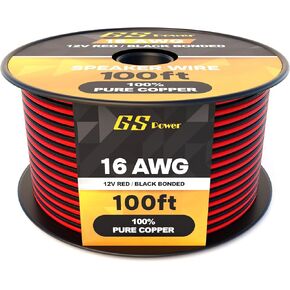 GS Power 8 AWG (American Wire Gauge) OFC Zip Cord Cable for Car Stereo Amplifier Remote Automotive Trailer Harness Hookup Wiring | 25 ft Red & 25' Black Bonded – Pure Copper in Kuwait