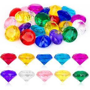 Qeqekaka 20pcs أكريليك البلاستيك الأحجار الكريمة الماس 4 سم/1.57 بوصة للأحجار الكريمة للأطفال ، ألعاب الغوص ، الكنز القراصنة ، حشو المزهرية ، حشو الحسية
