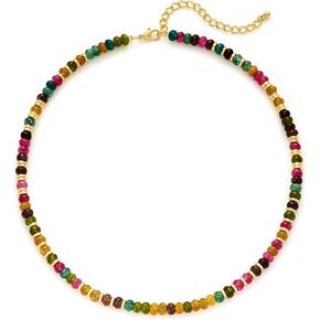 Boho Stone Necklace for Women Handmade Natural Stone Beaded Choker Summer Jewelry