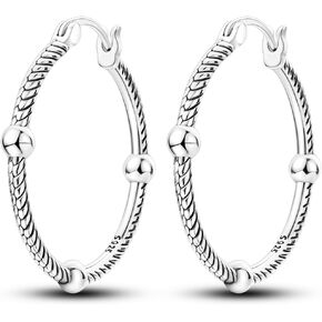 925 Sterling Silver Hoop Earrings for Women, Small and Large Trendy Hoops Hypoallergenic Huggie Earrings Statement Fashion Jewelry Gifts for Sensitive Ear - Double Loop