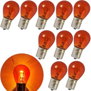 10 PCS Car 1156 Turn Signal Light, Plug-and Play 12V 21W P21W 1141 S25 BA15S Waterproof Shock-resistant Quartz Glass Bulb, Indicator Light Accessories, for Cars Motorcycles (Red)