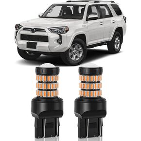 Amber Yellow 7443 7444 7440 T20 LED مصابيح LED مع مصابيح وميض الإسقاط متوافقة مع Toyota 4runner 2014-2021 أضواء الإشارة الأمامية للدوران الأمامي و 2010-2021 أضواء الإشارة الخلفية ، حزمة 2