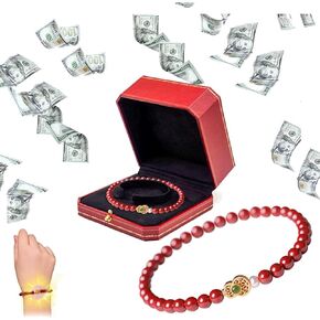 سوار Fengshui Calabash Cinnabar ، سوار الثروة الحمراء للثروة للثروة والحماية ، تميمة Money حظ سعيد
