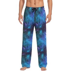 Galaxy Stars Mens Pajama Pants Nebula Starry Sky Lounge Bottoms Soft Sleep Pants L