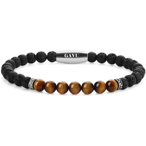 سوار الحمم الحمم البركانية GAVU 6MM للرجال ، سوار الرجال المخرمين ، سوار بلوري للرجال