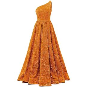 Changuan One Shoulder Sequin Prom Dresses for Women 2025 Long Sparkly Ball Gowns Formal Dress A Line Evening Party Gowns