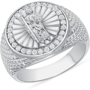 925 Sterling Silver St. Jude Thaddaeus Patrons Saint Hope and Issistrit يسبب CZ Daimond Cut Ring Rhodium مطلي بالنيكل مجانًا