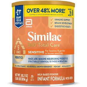 Similac 360 Total Care Sensitive Infant Formula, with 5 HMO Prebiotics, for Fussiness & Gas Due to Lactose Sensitivity, Non-GMO, Baby Formula Powder, 20.1-oz Tub in Saudi Arabia