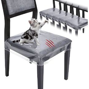 6 Pack Plastic Chair Covers for Dining Chair, Clear Chair Seat Cover Plastic Covers, PVC Seat Chair Protector, Waterproof Kitty Scratch Resistant Clear Chair Covers for Most 16-18 Inches Chair