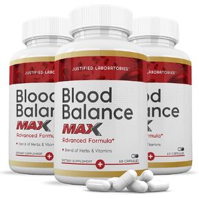 Justified Laboratories (3 Pack Blood Balance Max 1295MG Formula Supplement Pills 180 Capsules