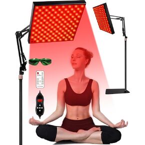 Aoife Red Light Therapy لمصباح العلاج بالأشعة تحت الحمراء للوجه والجسم مع حامل 225 LEDs 660nm Redlight و 850nm بالقرب