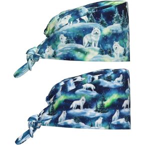 2 Pieces Working Cap Scrub Cap with Sweatband, Adjustable Elastic Scrub Caps Tie Back Hats for Women Men