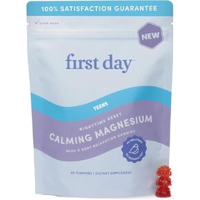 First Day Teens’ Nighttime Reset Calming Magnesium Gummies – Sleep Aid Supports Peaceful Rest, Balanced Mood & Energy – Supplement with Magnesium Citrate, Affron & No Melatonin – 30-Day Supply