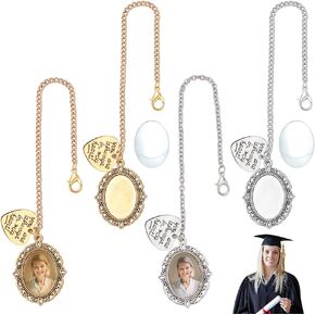 PLIGREAT 4 Pack Graduation Cap Photo Charm, Personalized Graduation Cap Keepsake Antique Photo Charms I Always with You Memorial Photo Gift for Class of 2025 Graduation Ceremony
