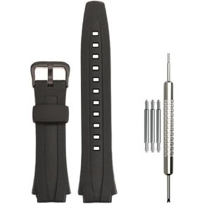 17mm Resin Strap Compatible with Casio EDIFICE series AQ-160 AQ-161w AQ-163w Watch Band Waterproof Black Rubber Replacement Bracelet