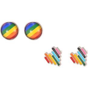 2-3 Pairs Rainbow Stud Earring Set Fashion Pride Earrings Rainbow Cute Rainbow Heart Star Round Earrings LGBT Pride Stud Earrings Set