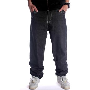 LUOBANIU Men's Baggy Jeans Loose Fit 90s Vintage Embroidered Denim Fashion Hip-hop Dance Skater Skateboard Pants