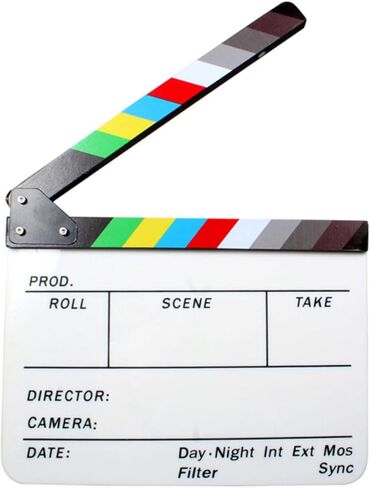 Andoer Acrylic Clapboard Dry Erase Director Film Movie Clapper Board Slate 9.6 11.7" with Color Sticks in Saudi Arabia