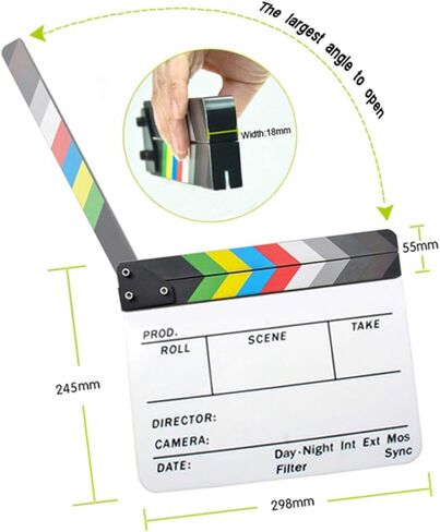 Andoer Acrylic Clapboard Dry Erase Director Film Movie Clapper Board Slate 9.6 11.7" with Color Sticks in Saudi Arabia