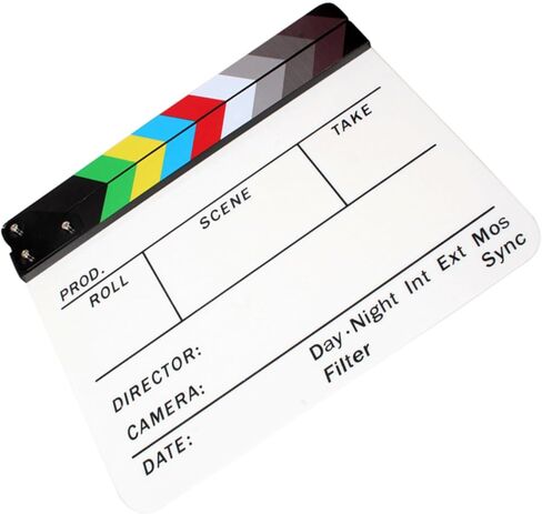 Andoer Acrylic Clapboard Dry Erase Director Film Movie Clapper Board Slate 9.6 11.7" with Color Sticks in Saudi Arabia