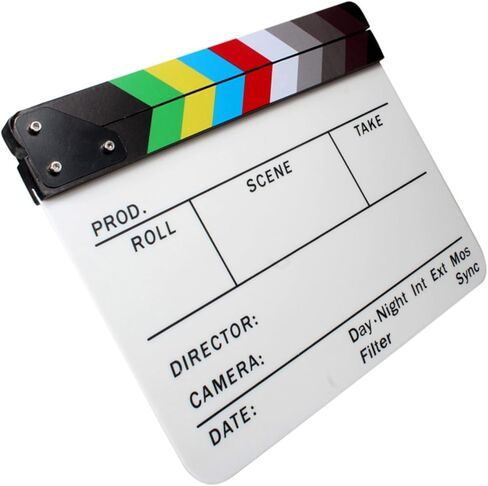 Andoer Acrylic Clapboard Dry Erase Director Film Movie Clapper Board Slate 9.6 11.7" with Color Sticks in Saudi Arabia