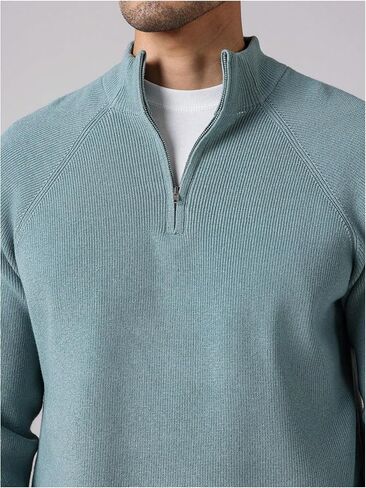 Men's Quarter Zip Sweaters Mock Neck Long Sleeve Knitted Basic Pullovers Fall Knitwear in Saudi Arabia
