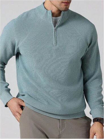 Men's Quarter Zip Sweaters Mock Neck Long Sleeve Knitted Basic Pullovers Fall Knitwear in Saudi Arabia