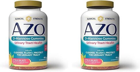 AZO D Mannose Urinary Tract Health Gummies, 40 Count, Clinical Strength 2000mg, Helps Cleanse, Flush & Protect, No.1 Pharmacist Recommended Brand, Vegan Tangy Citrus Blast Flavor, Non-GMO, Gluten Free in Saudi Arabia
