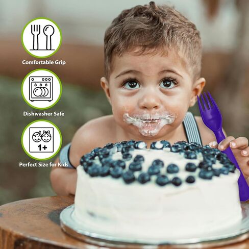Muulaii 12 Pcs Plastics Toddler Utensils kids Silverware Baby Spoons and Forks Set Baby Feeding Dinnerware Utensils BPA Free Microwave Dishwasher and Freezer Safe (Grey) in Kuwait