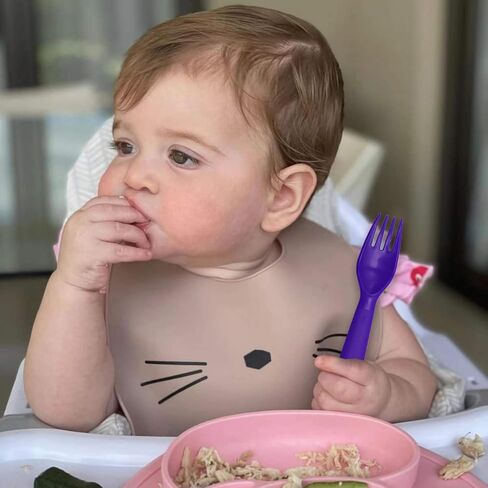 Muulaii 12 Pcs Plastics Toddler Utensils kids Silverware Baby Spoons and Forks Set Baby Feeding Dinnerware Utensils BPA Free Microwave Dishwasher and Freezer Safe (Grey) in Kuwait