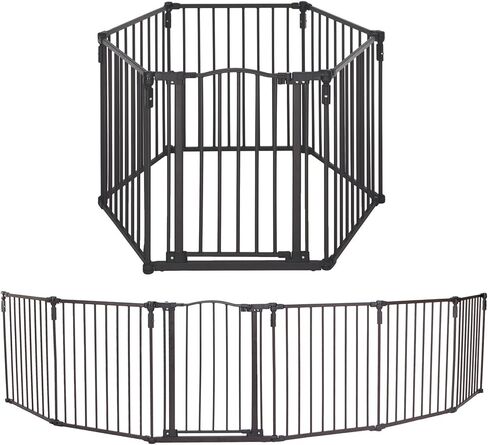 Toddleroo by North States 3 in 1 Arched Décor Metal Superyard: 151" long extra wide baby gate, barrier or play yard. Hardware or freestanding. 6 panels, 10 sq.ft. enclosure (30" tall, Matte Bronze) in Saudi Arabia