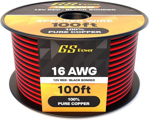 GS Power 8 AWG (American Wire Gauge) OFC Zip Cord Cable for Car Stereo Amplifier Remote Automotive Trailer Harness Hookup Wiring | 25 ft Red & 25' Black Bonded – Pure Copper in Kuwait