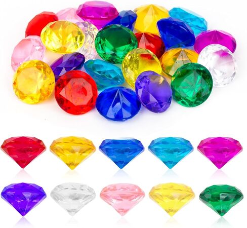 QEQEKAKA 20PCS Acrylic Fake Plastic Gems Diamond 4CM/1.57in Gemstones for Kids, Diving Gems Toys, Pirate Treasure, Vase Filler, Sensory Bowl Filler in Saudi Arabia