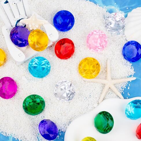 QEQEKAKA 20PCS Acrylic Fake Plastic Gems Diamond 4CM/1.57in Gemstones for Kids, Diving Gems Toys, Pirate Treasure, Vase Filler, Sensory Bowl Filler in Saudi Arabia