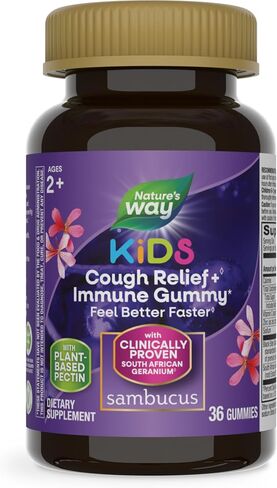 Nature's Way Sambucus Relief Elderberry Gummies for Kids with Vitamin C, Zinc, and South African Geranium, Immune Support*, 60 Gummies in Saudi Arabia