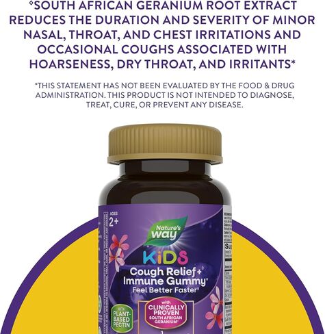 Nature's Way Sambucus Relief Elderberry Gummies for Kids with Vitamin C, Zinc, and South African Geranium, Immune Support*, 60 Gummies in Saudi Arabia